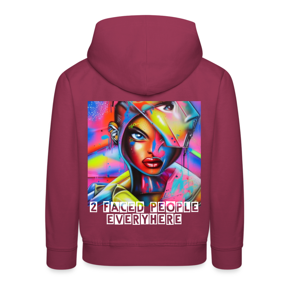 TWO FACED PEOPLE EVERYWHERE - CHILDREN'S HOODIE - bordeaux