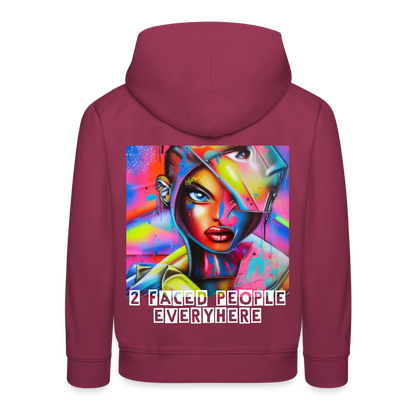 TWO FACED PEOPLE EVERYWHERE - CHILDREN'S HOODIE - bordeaux