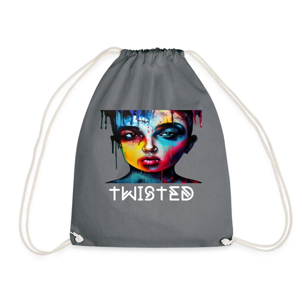 TWISTED!! DRAWSTRING BAG - grey