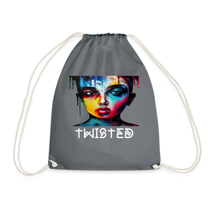 TWISTED!! DRAWSTRING BAG - grey