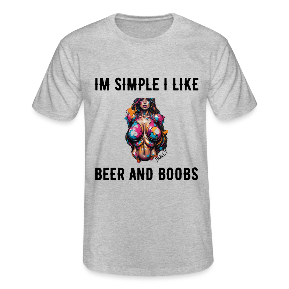 I'M SIMPLE, I LIKE BEER AND BOOB'S!! MEN'S CLASSIC T-SHIRT - heather grey