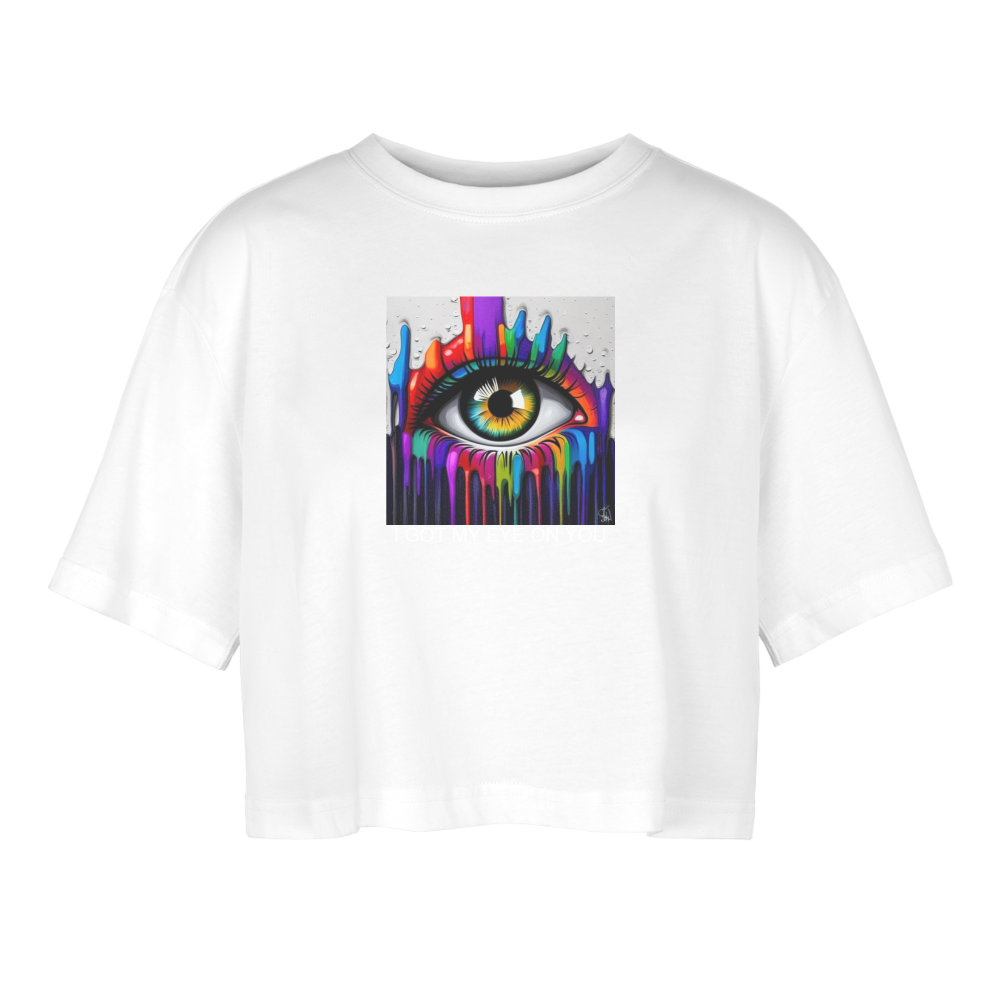 EYE!! WOMEN'S OVERSIZED CROP TOP - white