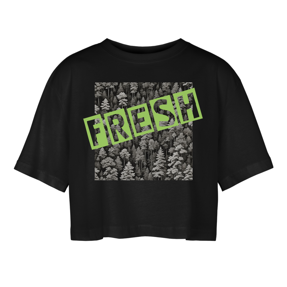 FRESH - WOMEN'S OVERSIZED CROP TOP - black