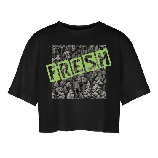 FRESH - WOMEN'S OVERSIZED CROP TOP - black