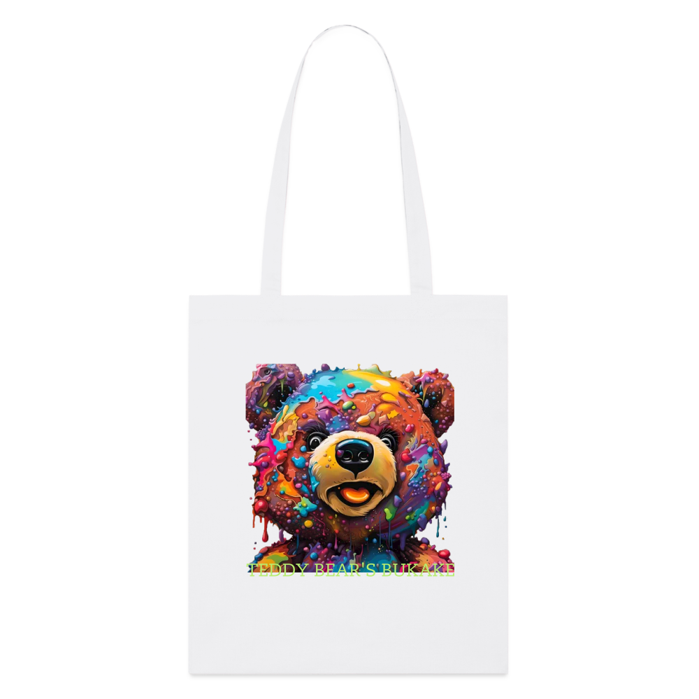 TEDDY BEAR'S BUKKAKE - ORGANIC TOTE BAG - white