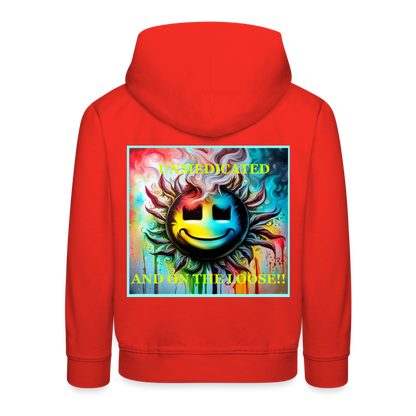 UNMEDICATED AND ON THE LOOSE!! - CHILDREN'S HOODIE - red