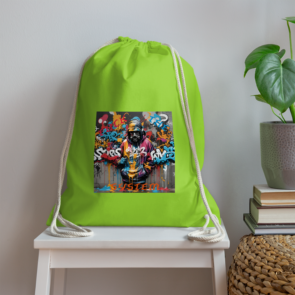 F#CK THE SYSTEM DRAWSTRING BAG - neon green