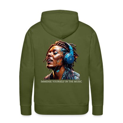 IMMERSE YOUR SELF IN THE MUSIC!! MEN'S HOODIE - olive green