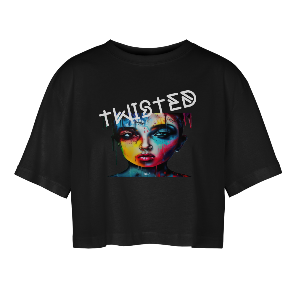 TWISTED!! WOMEN'S OVERSIXED CROP TOP - black