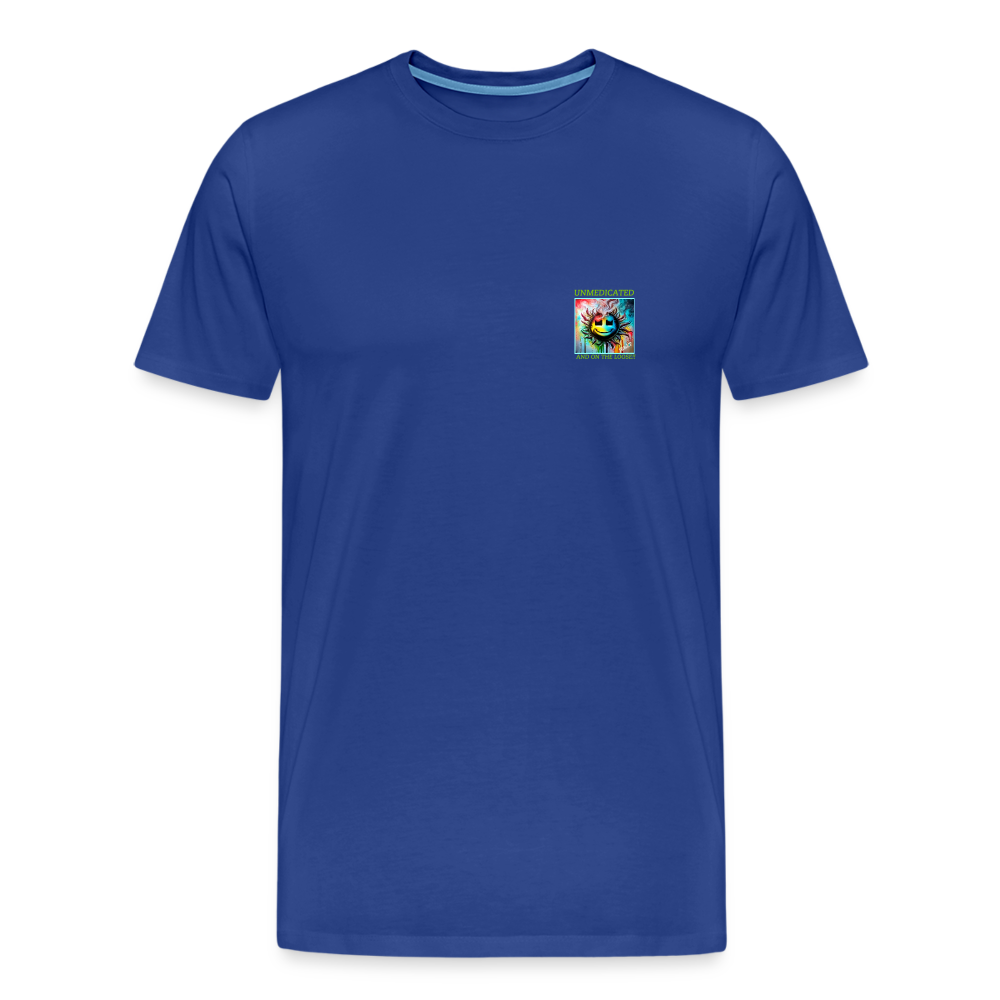 UNMEDICATED AND ON THE LOOSE!! MENS PREMIUM T-SHIRT - royal blue