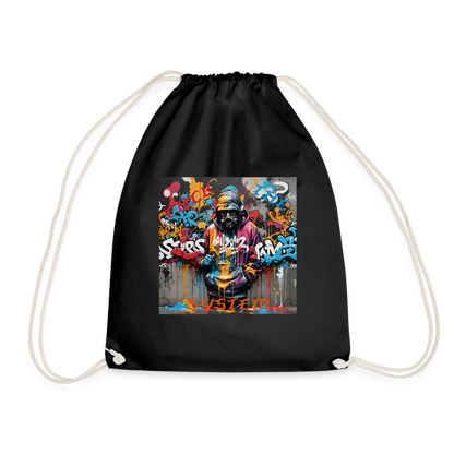 F#CK THE SYSTEM DRAWSTRING BAG - black