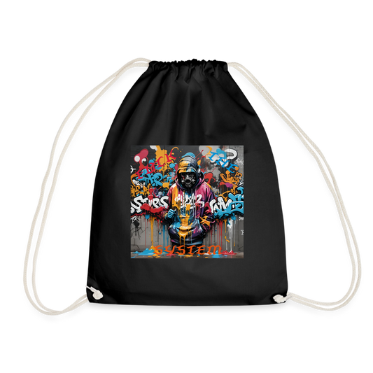 F#CK THE SYSTEM DRAWSTRING BAG - black