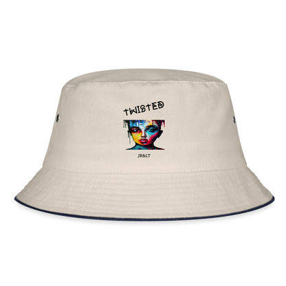 TWISTED!! BUCKET HAT - ecru/navy