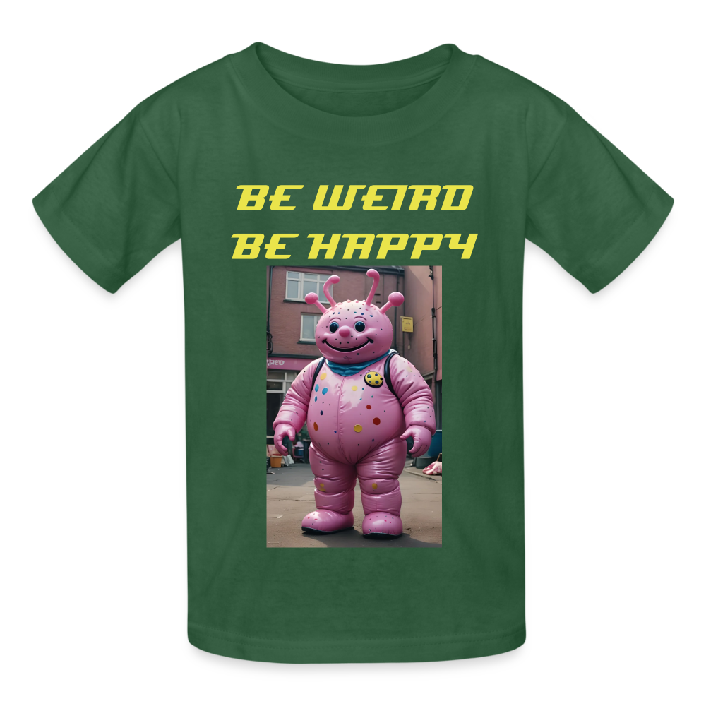 BE WEIRD BE HAPPY - CHILDREN'S T-SHIRT - bottle green