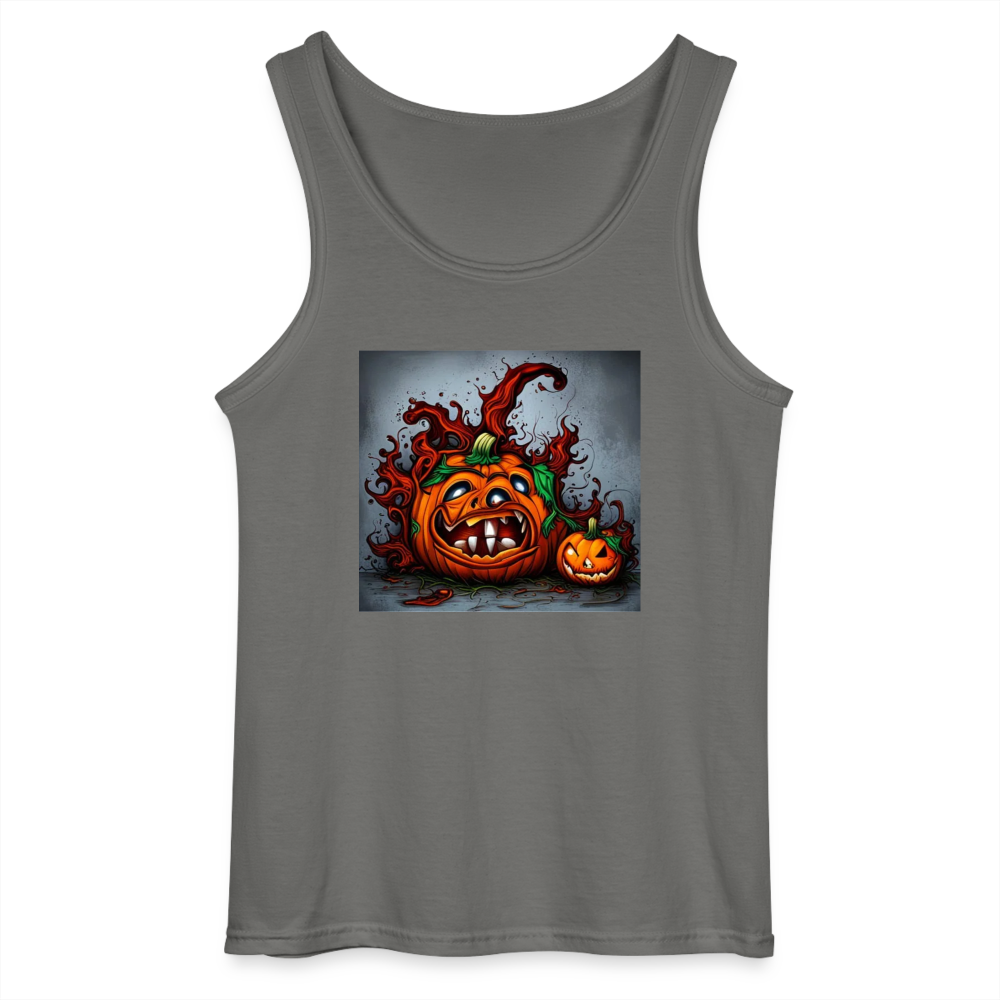 SPOOKY PUMPKIN - MEN'S TANK TOP - charcoal grey