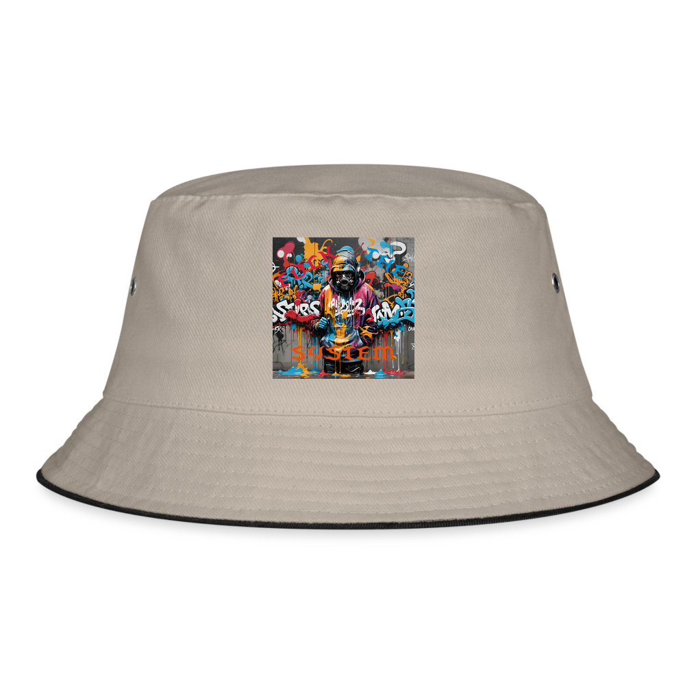 F#CK THE SYSTEM BUCKET HAT - khaki/black