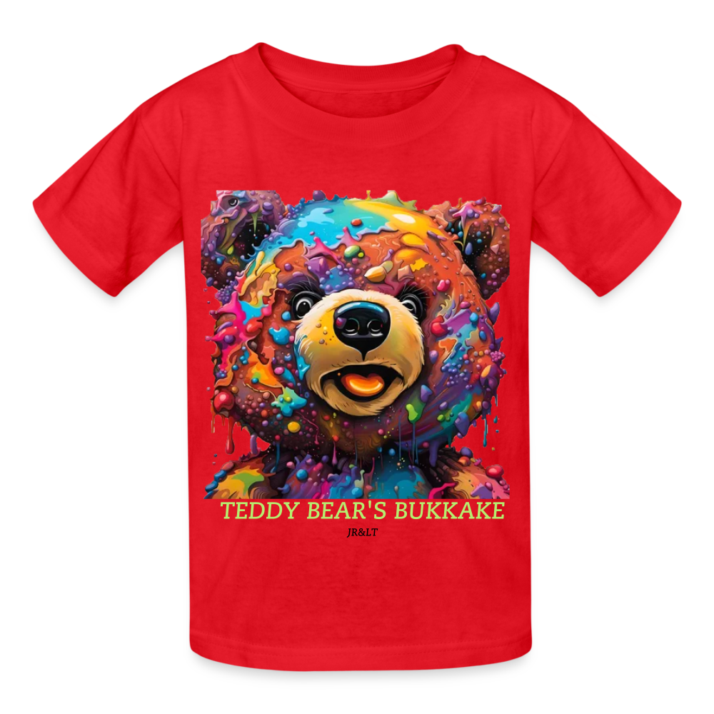 TEDDY BEAR'S BUKKAKE!! CHILDRENS T-SHIRT - red