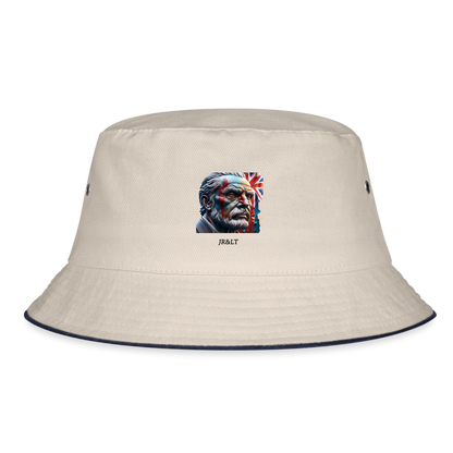 OLD MAN BRITAIN!! BUCKET HAT - ecru/navy