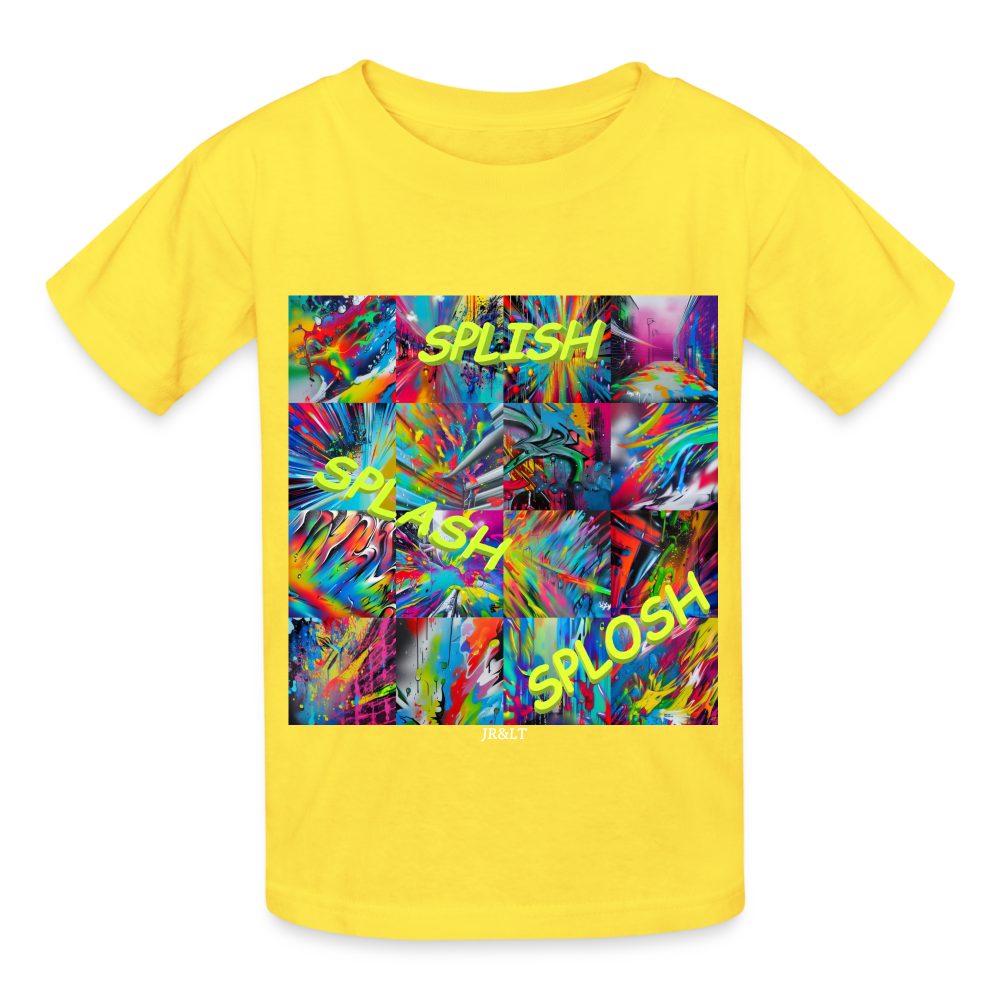 SPLISH SPLASH SPLOSH!! CHILDREN'S T-SHIRT - yellow