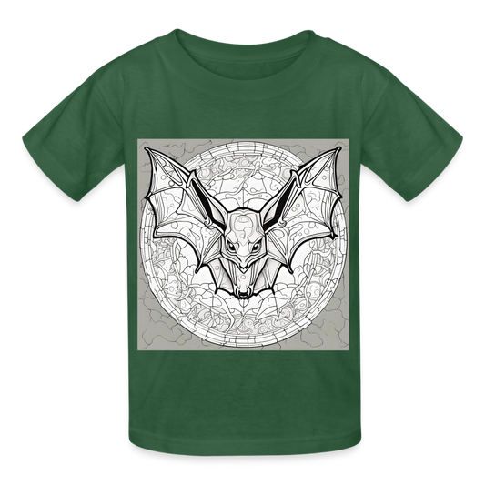 COLOUR IN YOURSELF BAT - CHILDREN'S T-SHIRT - bottle green