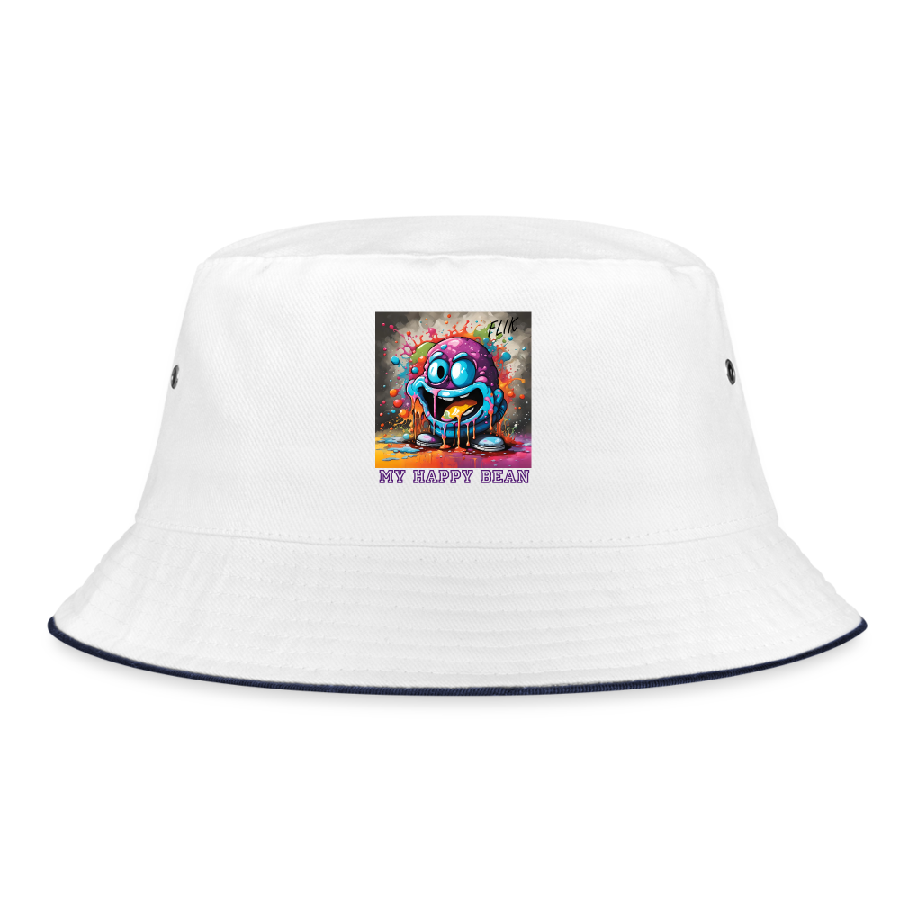 ( FLIK ) MY HAPPY BEAN - BUCKET HAT - white/navy