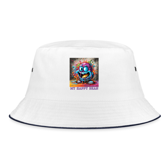 ( FLIK ) MY HAPPY BEAN - BUCKET HAT - white/navy