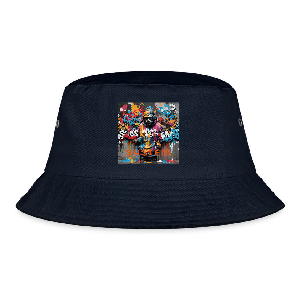 F#CK THE SYSTEM BUCKET HAT - navy