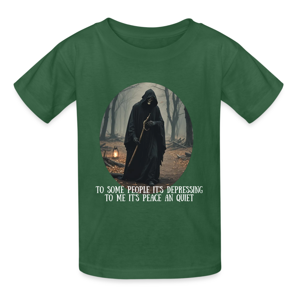 LONELY GRIM REAPER - CHILDREN'S T-SHIRT - bottle green