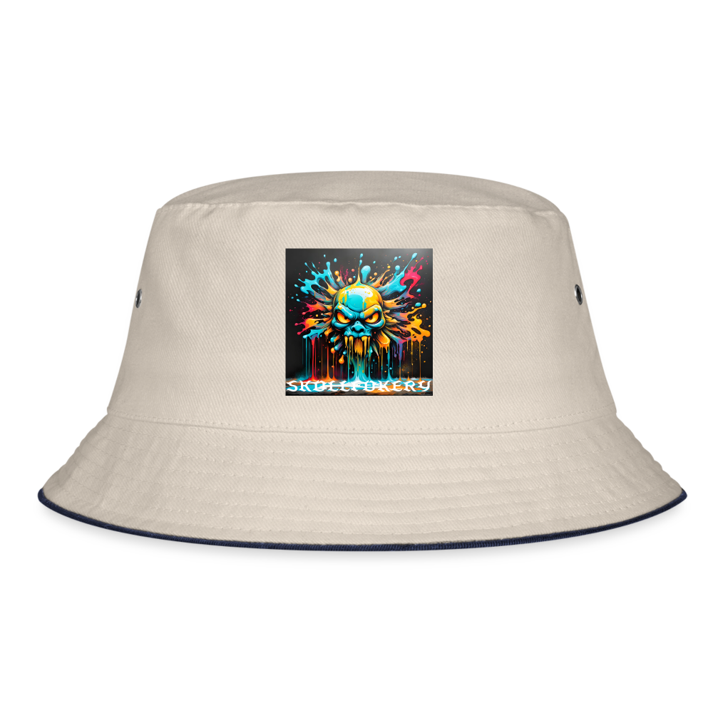 SKULLFUKERY - BUCKET HAT - ecru/navy