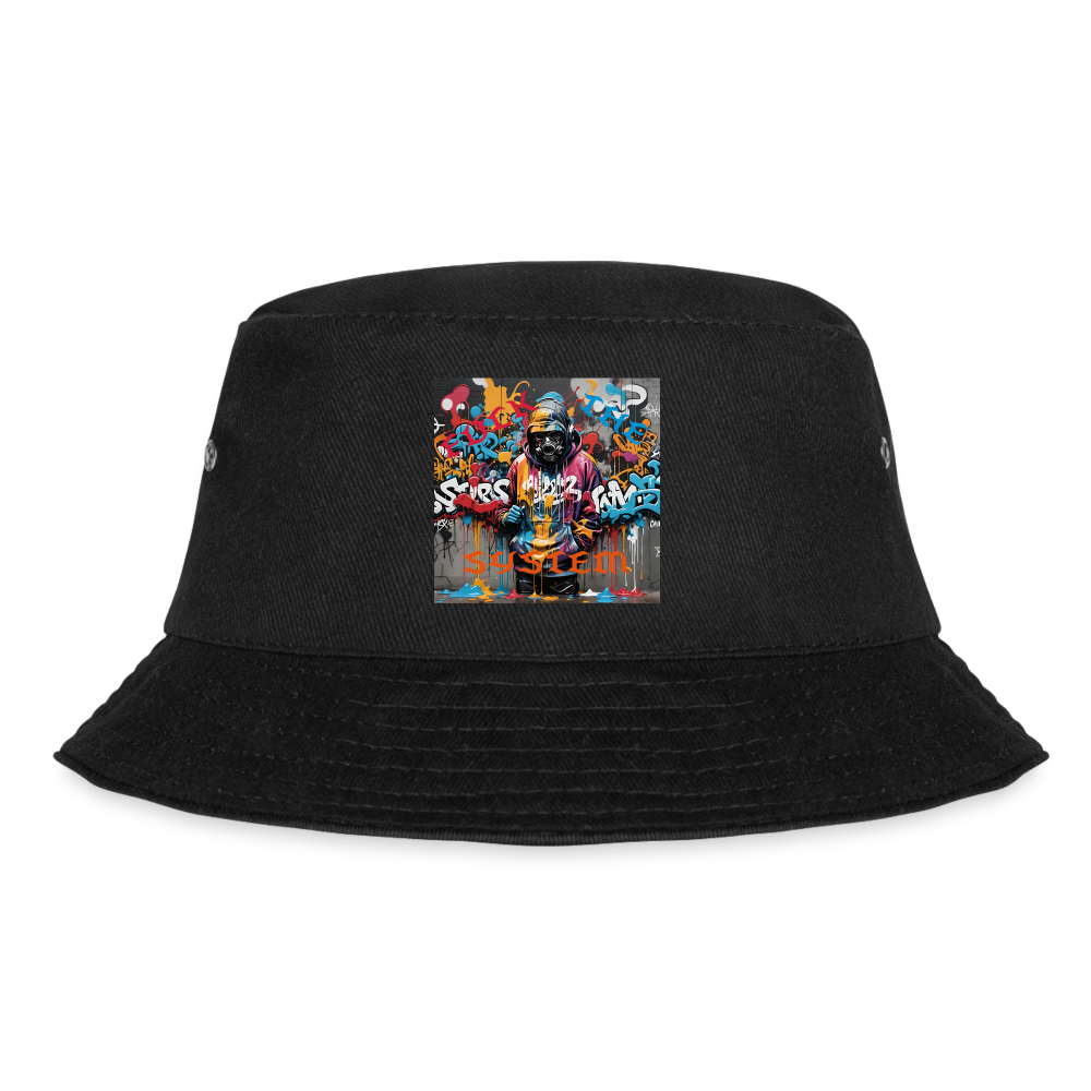 F#CK THE SYSTEM BUCKET HAT - black