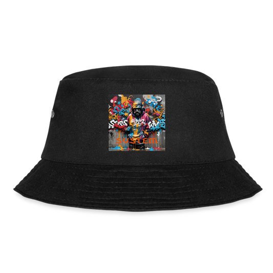 F#CK THE SYSTEM BUCKET HAT - black