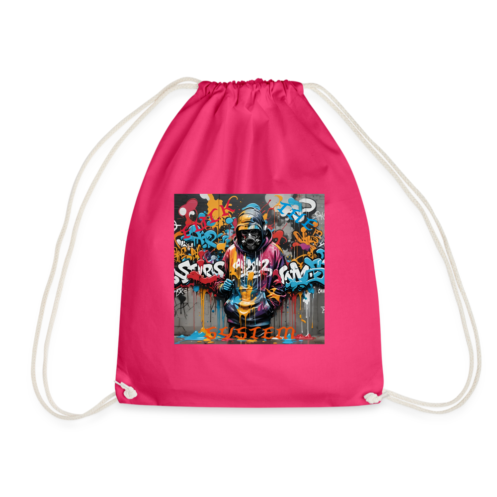 F#CK THE SYSTEM DRAWSTRING BAG - fuchsia