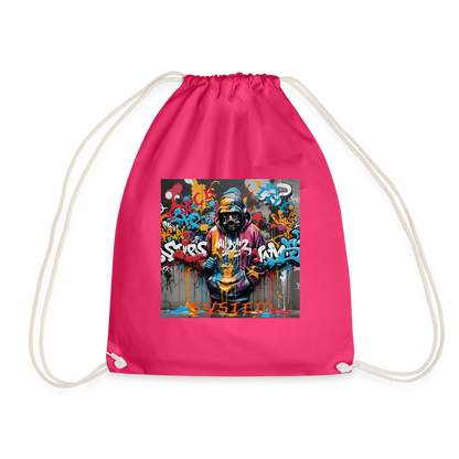 F#CK THE SYSTEM DRAWSTRING BAG - fuchsia