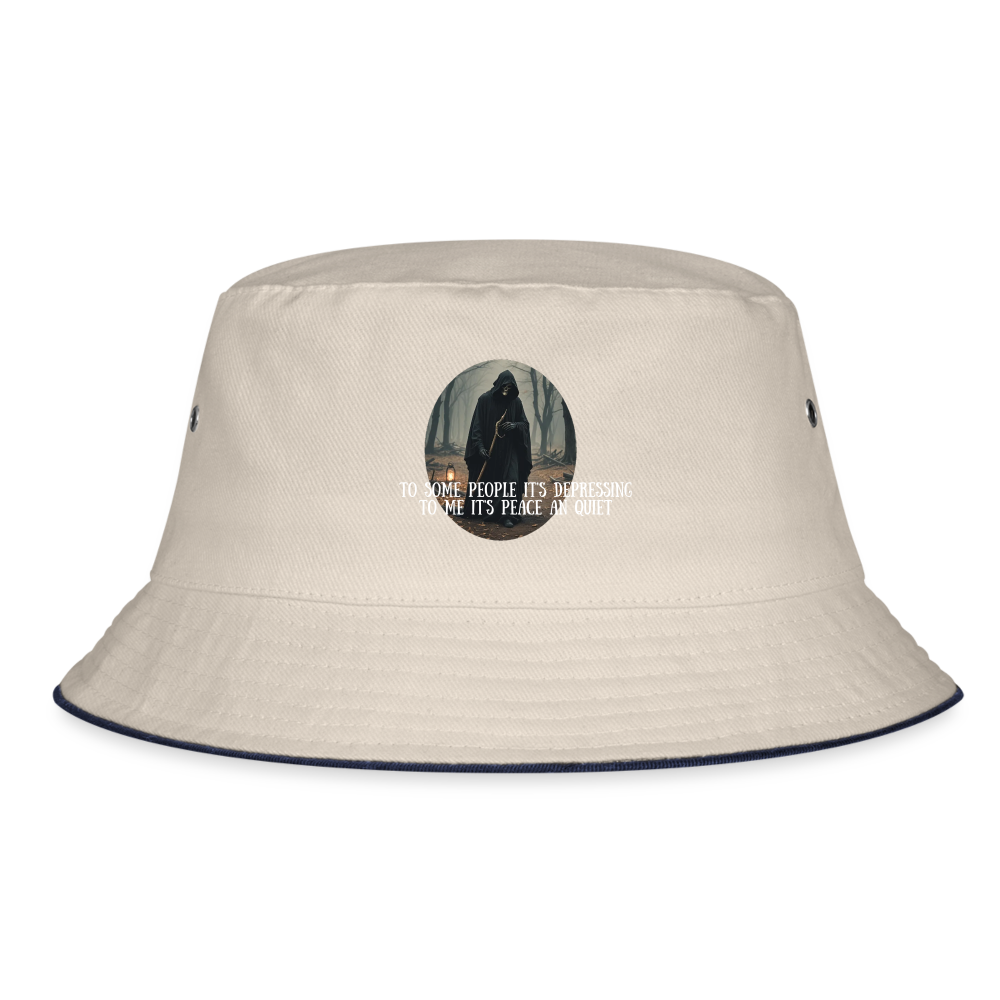 LONELY GRIM REAPER - BUCKET HAT - ecru/navy