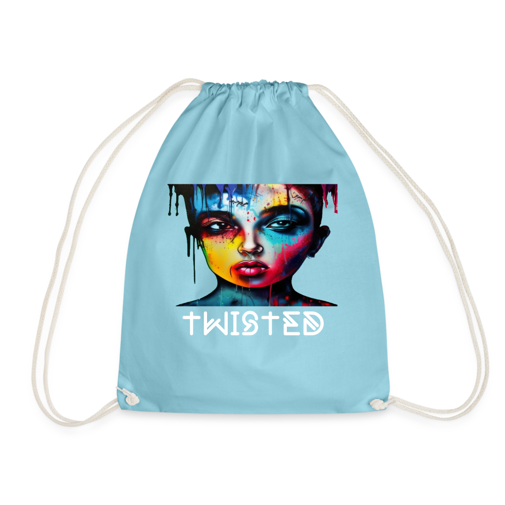 TWISTED!! DRAWSTRING BAG - aqua