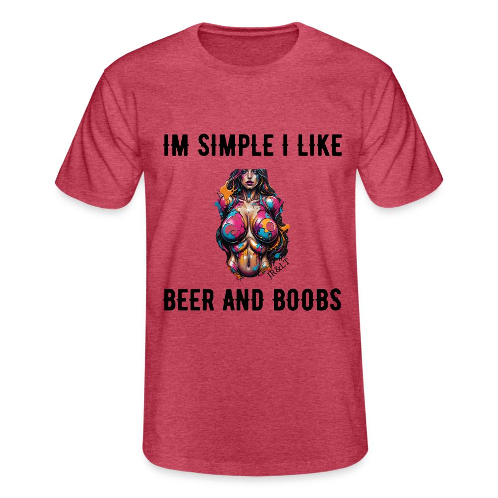 I'M SIMPLE, I LIKE BEER AND BOOB'S!! MEN'S CLASSIC T-SHIRT - heather red