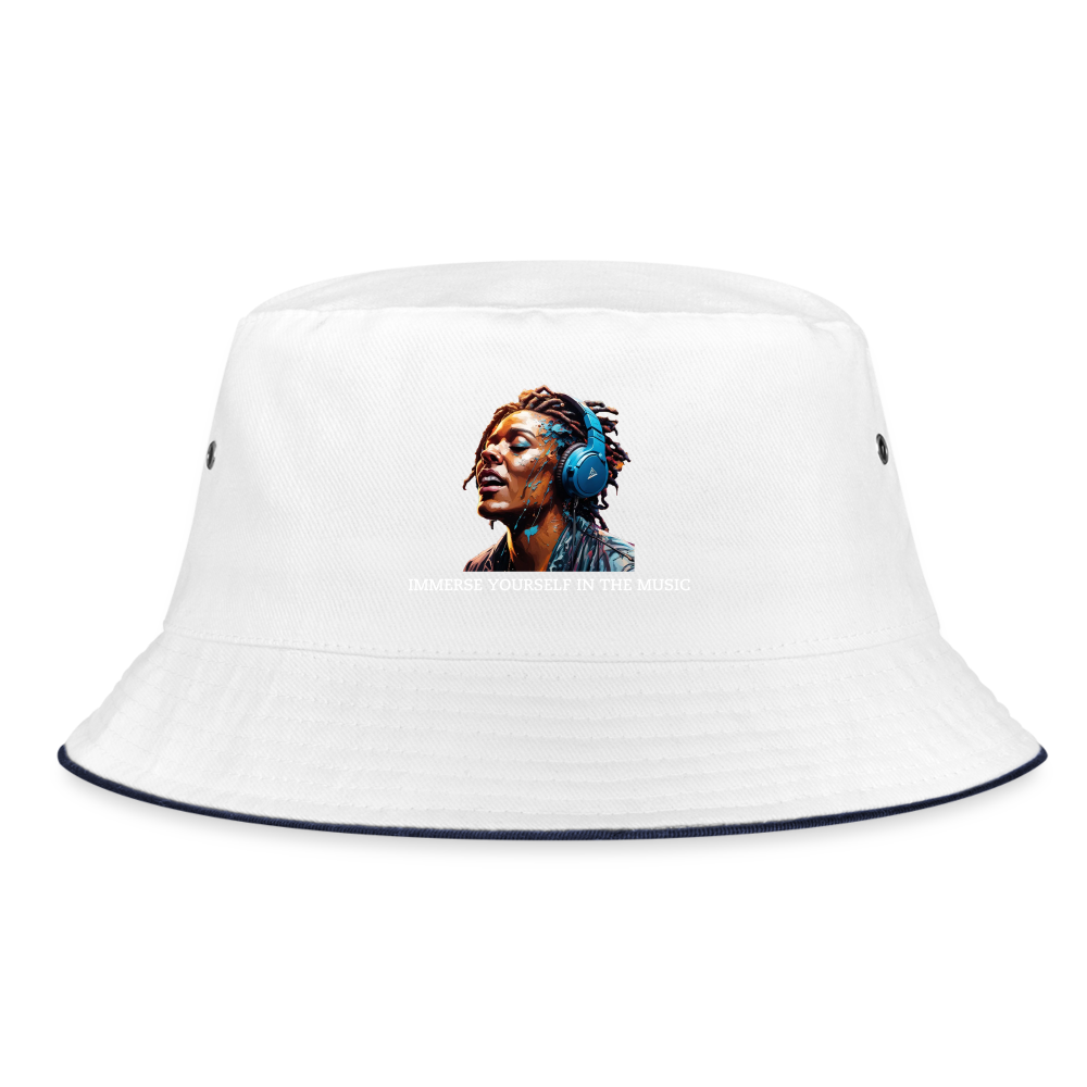 IMMERSE YOUR SELF - BUCKET HAT - white/navy