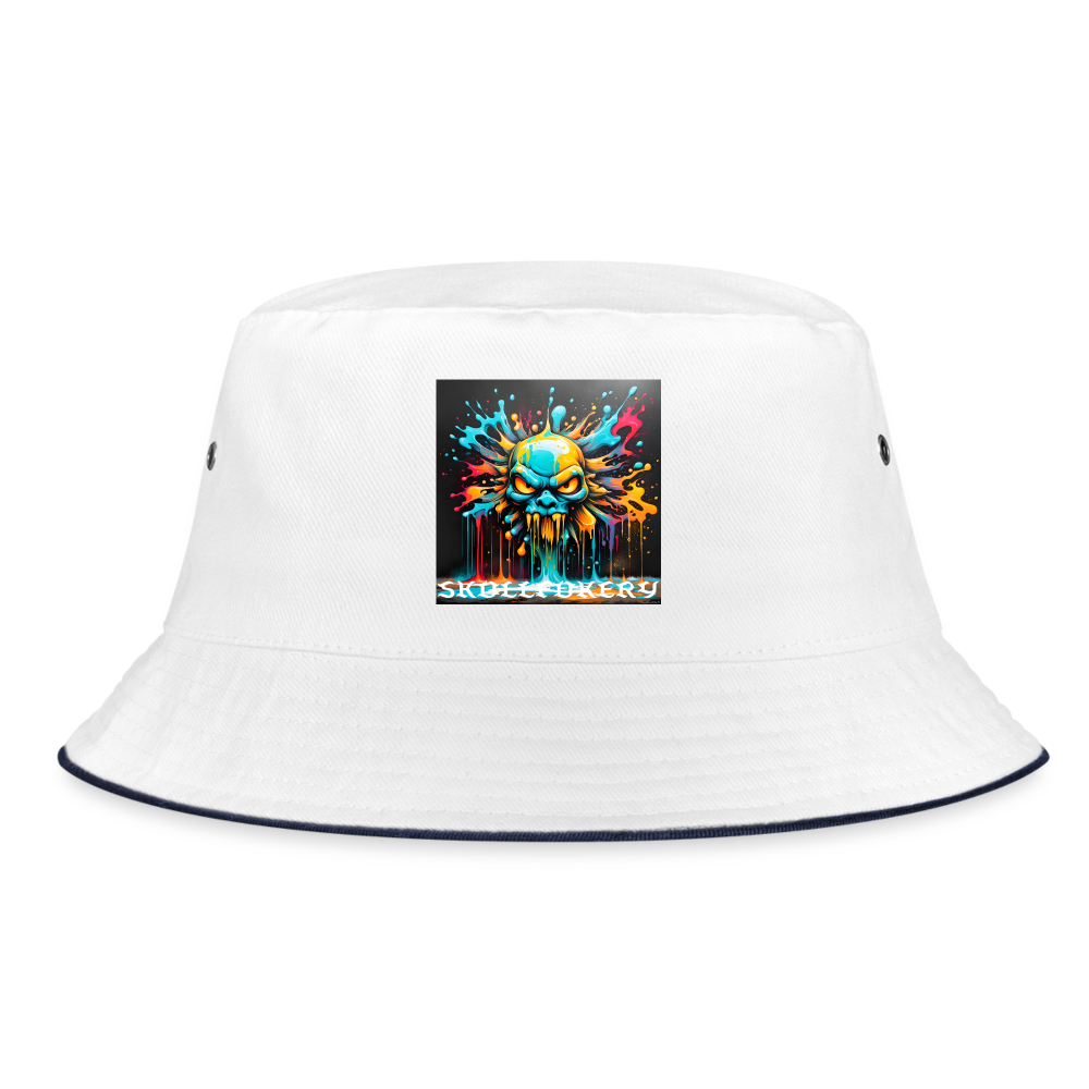 SKULLFUKERY - BUCKET HAT - white/navy