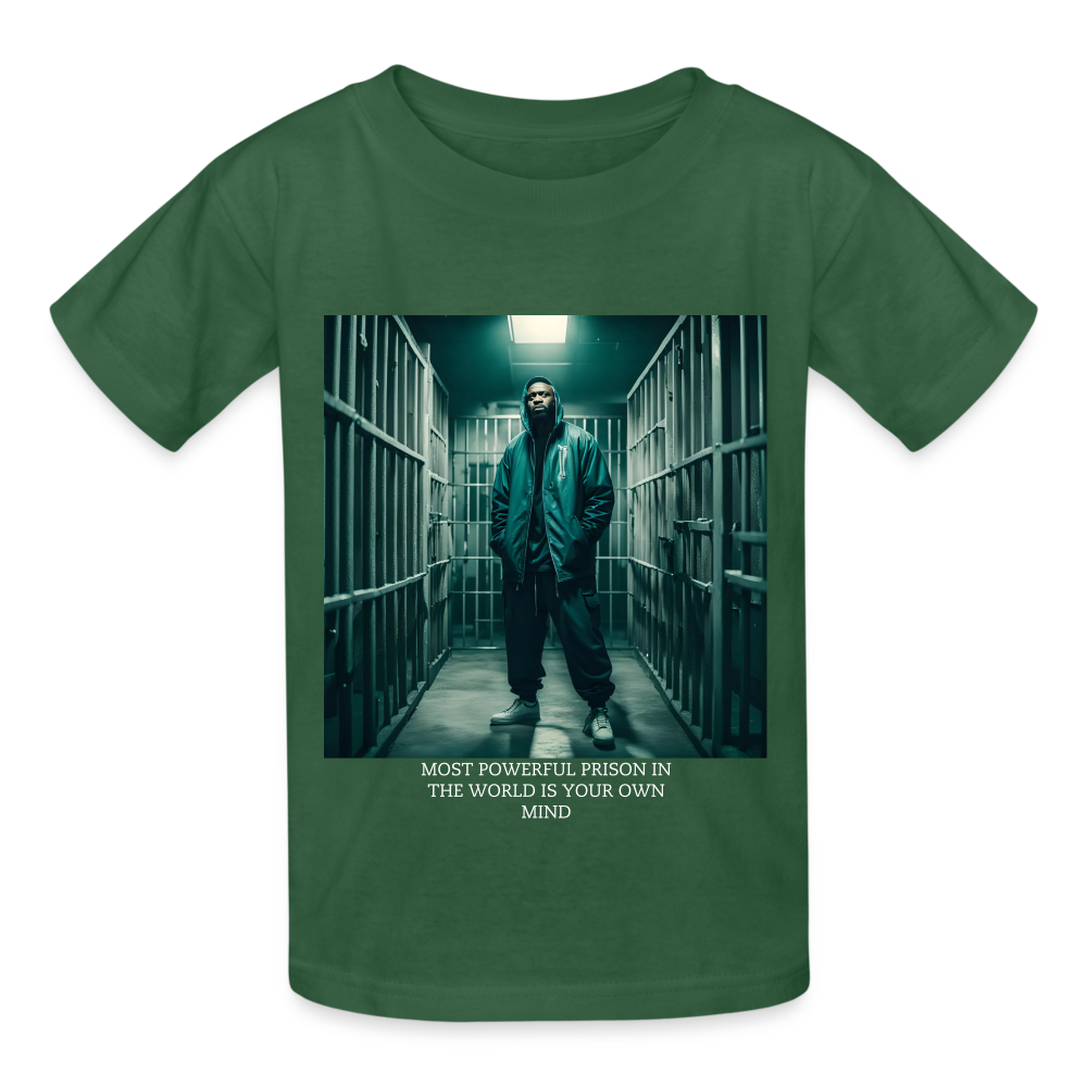 MOST POWERFUL PRISON IN THE WORLD IS OUR MIND - CHILDREN'S T-SHIRT - bottle green