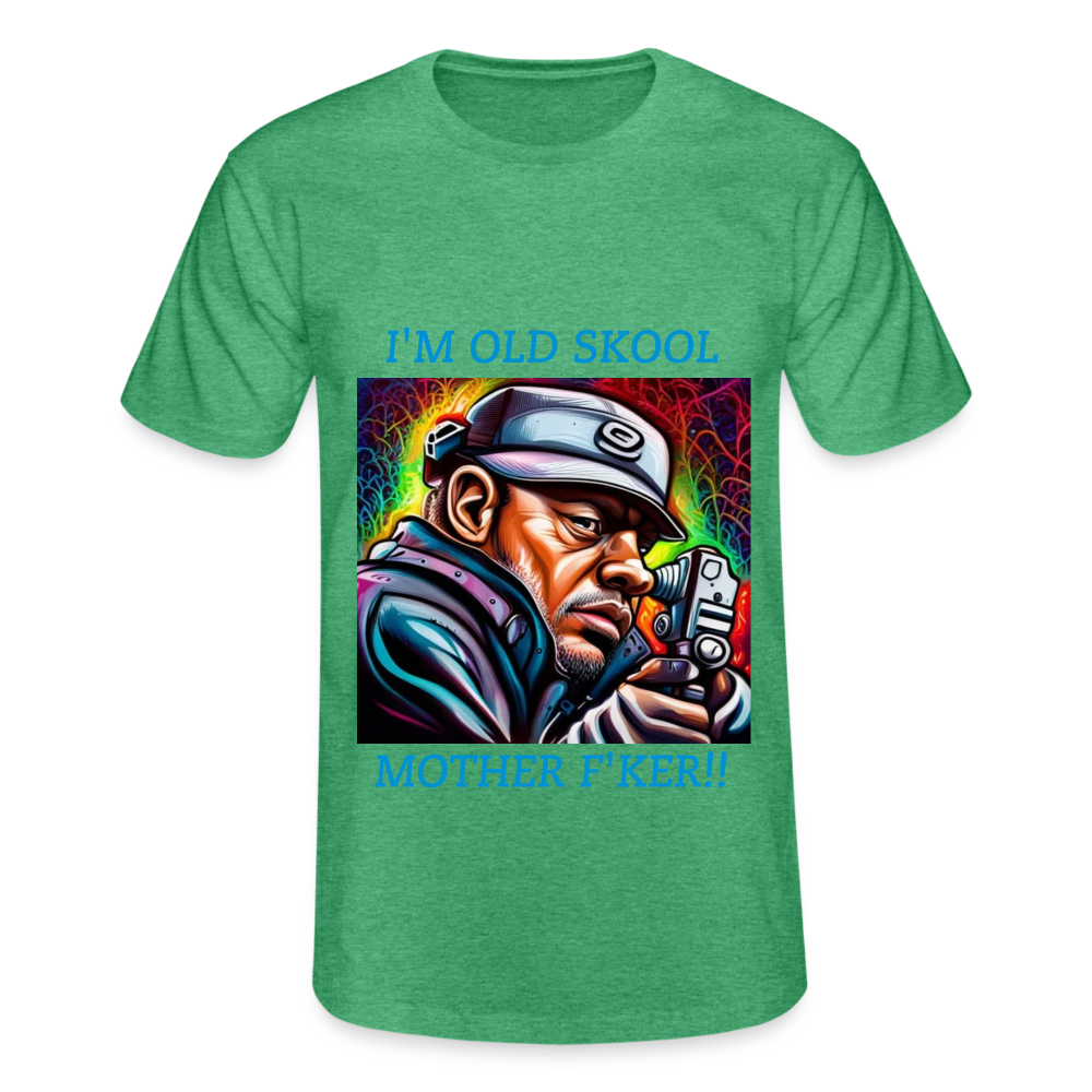 I'M OLD SKOOL MOTHERF'KER!! MENS CLASSIC T-SHIRT - heather green