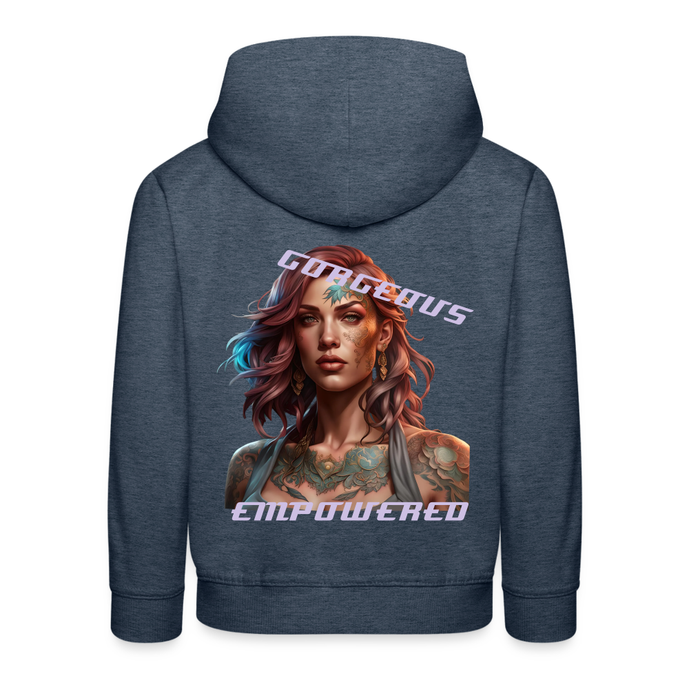 GORGEOUS & EMPOWERED CHILDREN'S HOODIE - heather denim