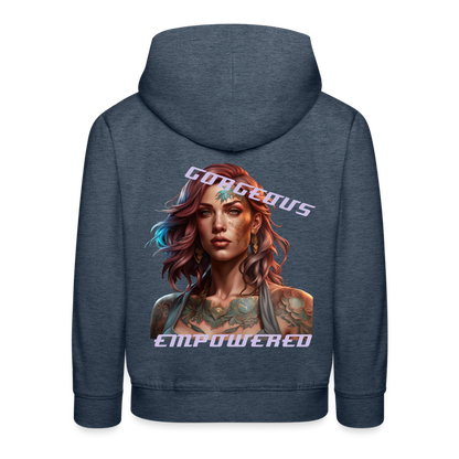 GORGEOUS & EMPOWERED CHILDREN'S HOODIE - heather denim