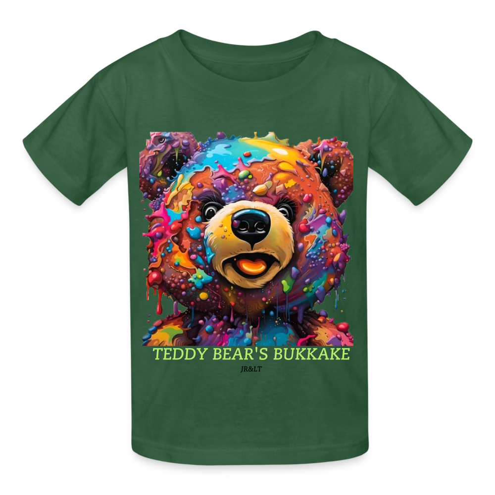 TEDDY BEAR'S BUKKAKE!! CHILDRENS T-SHIRT - bottle green