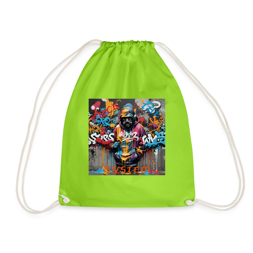 F#CK THE SYSTEM DRAWSTRING BAG - neon green