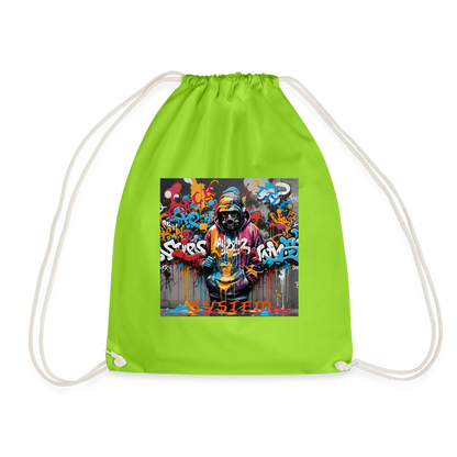 F#CK THE SYSTEM DRAWSTRING BAG - neon green