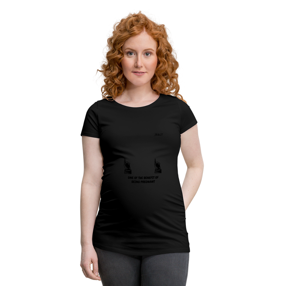 ONE OF THE BENEFIT OF BEING PREGNANT!! WOMENS PREGANCY T-SHIRT - black