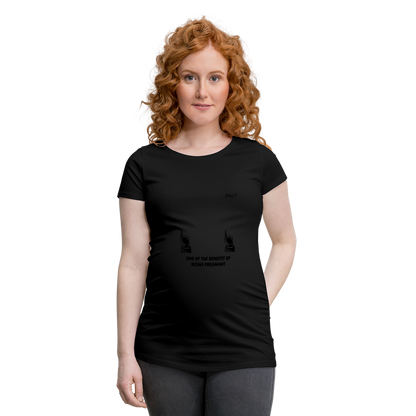 ONE OF THE BENEFIT OF BEING PREGNANT!! WOMENS PREGANCY T-SHIRT - black