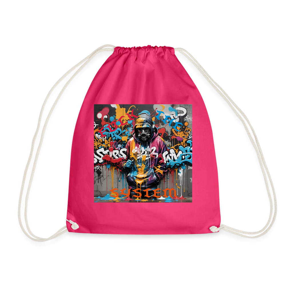 F#CK THE SYSTEM DRAW STRING BAG - fuchsia