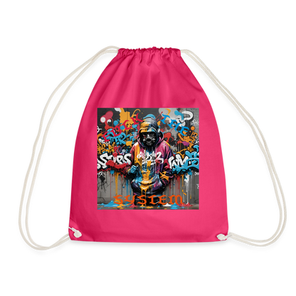 F#CK THE SYSTEM DRAW STRING BAG - fuchsia