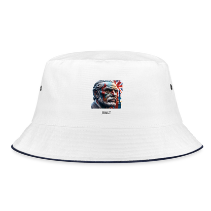 OLD MAN BRITAIN!! BUCKET HAT - white/navy